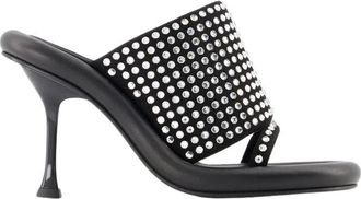 J.W.Anderson Kristallen Mules - Zwart Leer - Dames - Muiltjes - Zwart - 40 EU - Leer - Schoenen