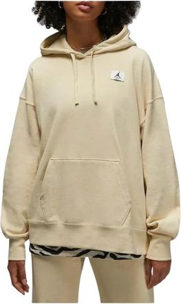 Nike Jordan Flight Fleece Pullover Hoodie - Dames - Sportshirts - Beige - S - Katoen - Fitness