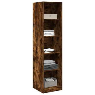 Berkfield Home Wardrobe Smoked Oak 50x50x200 cm Engineered Wood in Brown | Size: 50 x 50 x 200 cm