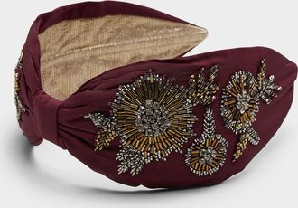 NamJosh Womens Sparkling flowers burgundy headband
