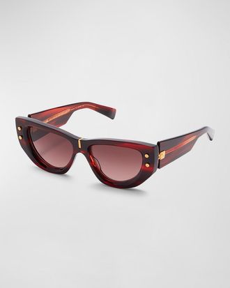 Balmain B-Muse Acetate & Titanium Cat-Eye Sunglasses