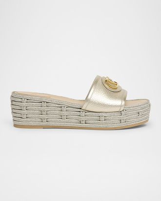Valentino Garavani VLogo Metallic Medallion Platform Espadrilles