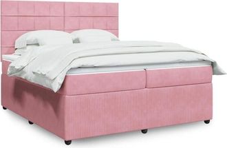 vidaXL Vidaxl - Cama Box Spring Con Colch&oacute;n Terciopelo Rosa 200x200 Cm