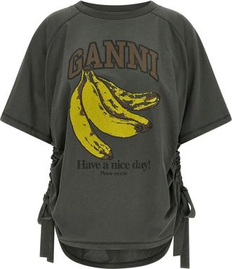 Ganni Banana T-shirt - Dames - T-shirts - Grijs - XS - Katoen - Tops