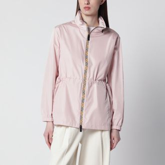Burberry Short pink parka in nylon with Check tape