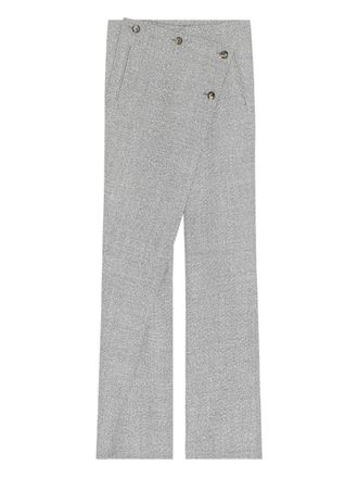 Courrèges oblique button trousers - women - Wool - 36 - Grey