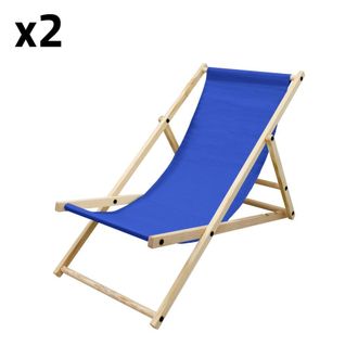 ECD Germany 2x sillas de playa azul oscuro madera pino tejido oxford carga 120kg