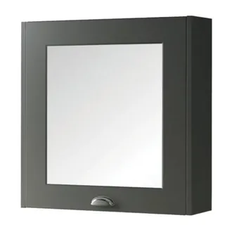 Clifton Matt Grey Bathroom Mirror Cabinet 60cm Wide in Charcoal