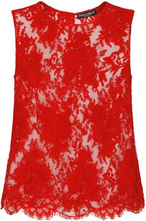 Dolce & Gabbana chantilly-lace sleeveless top - women - Cotton/Nylon - 38 - Red