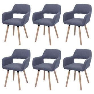 Hhg Hhg - Nunca Usado] Juego De 6 Silla De Comedor 878 Ii, Silla Silla De Cocina Silla Tapizada, Madera Tejido/cord&oacute;n Textil (400g/m&sup2;) Mvg, Gris Oscuro