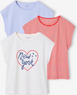 Vertbaudet 3er-Pack M&auml;dchen T-Shirts BASIC Oeko-Tex hellblau