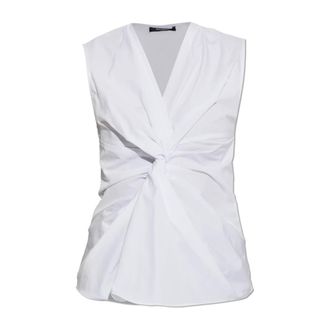 Balmain Sleeveless Tops, female, White, Size: 2XS Draped Top