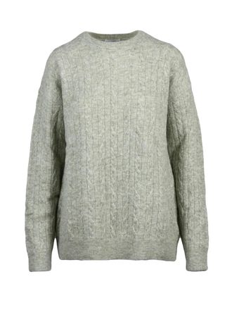 Ballantyne Textured Cable Knit Crew Neck Pullover in Fresh Pistachio Green