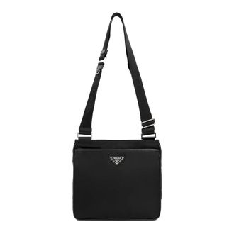 Prada Re-Nylon en Saffiano Schoudertas - Heren - Schoudertassen - Zwart - ONE Size - Nylon - Tassen