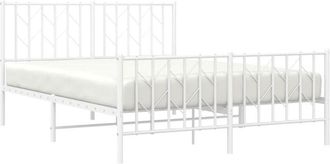 vidaXL Metal Bed Frame without Mattress with Footboard White 135x190cm Vidaxl