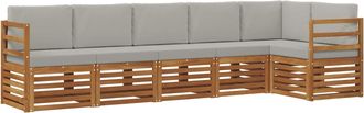 vidaXL Conjunto De Sof&aacute;s De Exterior 6 Uds. Gris Natural Y Claro Vidaxl