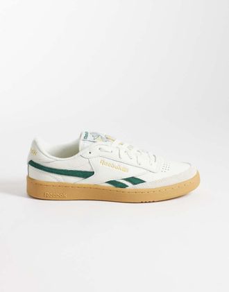 Reebok Club C Revenge - Sneakers bianche e verdi con suola in gomma-Bianco