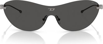Diesel 135mm Gradient Oval Shield Sunglasses in Matte Gunmetal /Dark Grey at Nordstrom