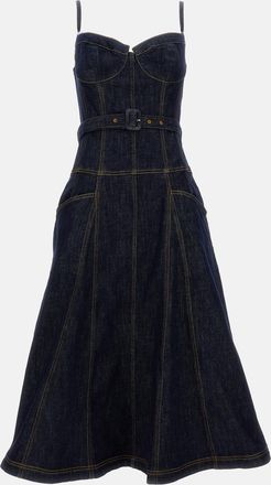 Self Portrait Midi Abito In Indigo Denim