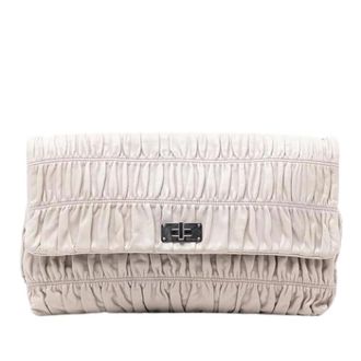 Prada Pre-owned Clutches, female, Brown, Size: ONE SIZE Pre-owned Vintage Gathered Nappa Clutch