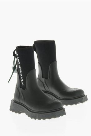 Off-white Wellington Ankle Boots in PVC with 5cm Sponge-Effect Sole size 42