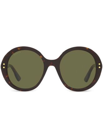 Gucci Occhiali da sole tondi con effetto tartarugato - Marrone
