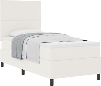 vidaXL Box Spring Bed Manual Cream and White 203 x 80 x 128 cm vidaXL