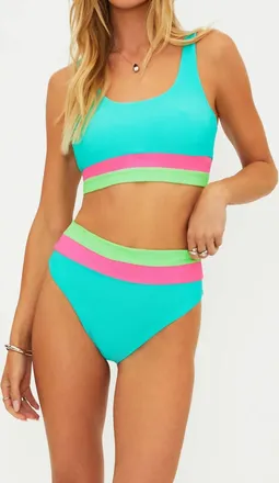 Beach Riot Mackenzie Bikini Top In Strawberry Ice Colorblock