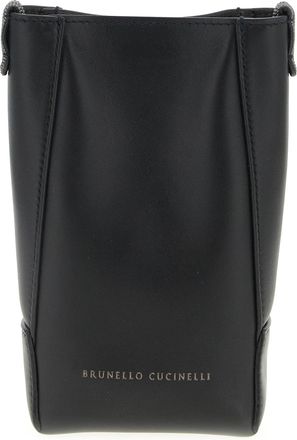 Brunello Cucinelli Cell Phone Holder With Shoulder Strap Casa E Lifestyle Nero-Donna