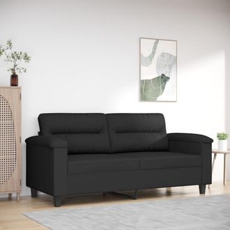 vidaXL Vidaxl - Sof&aacute; De 2 Plazas De Tela De Microfibra Negro 140 Cm