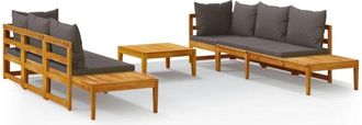 vidaXL Set Muebles De Jard&iacute;n 5 Pzas Cojines Gris Oscuro Madera Acacia Vidaxl