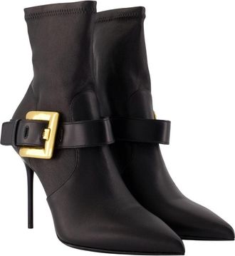 Balmain Womens Anthem Ankle Boots Leather Black Lambskin Shoes Ankle-boots