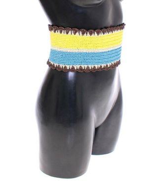 Dolce & Gabbana Striped Raffia Waist Belt - Yellow