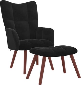 vidaXL Sill&oacute;n De Relax Con Taburete Terciopelo Negro Vidaxl