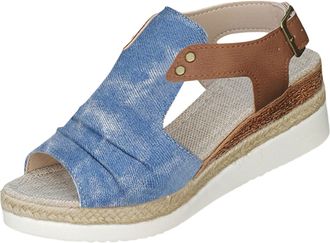 Generic Cocila Walking Sandals Ladies Summer Rope Heel Women Casual Fish Mouth Flat Bottom Beach Dark Blue, 6.5 Ankle Strap Wedges Black Shoes Size 6 Orthoped