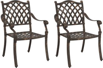 vidaXL Silla De Jard&iacute;n 2 Pcs Bronce 55 X 56.5 X 91cm Aluminio Vidaxl