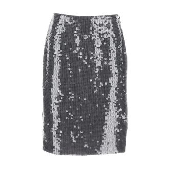 Rotate ROTATE Birger Christensen, Midi Skirts, female, Gray, Size: XS Mesh Midi Skirt with Sequins