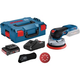 Bosch Lijadora Exc&eacute;ntrica A Bater&iacute;a Gex 18v-125 / 1x Bater&iacute;a De 2,0 Ah + Cargador En L-boxx