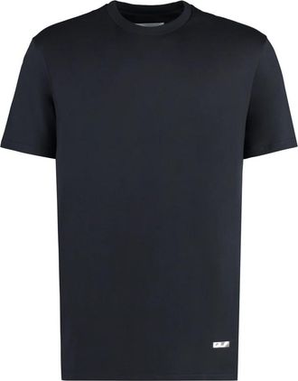 Jil Sander Geribbelde T-shirt met ronde hals - Heren - T-shirts - Blauw - M - Katoen - Tops