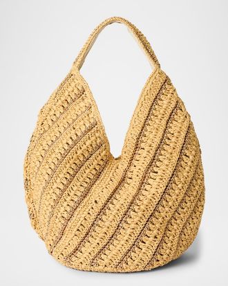 BTB Los Angeles Harper Striped Straw Hobo Bag