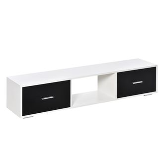 HOMCOM Homcom - Mueble De Tv Para Televisores De 60 Pulgadas Mesa Para Tv De Sal&oacute;n Estilo Moderno Con 2 Cajones Y Compartimento Abierto 140x30x32 Cm Blanco Y