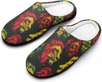 Generic Jamaica Rasta Lion Mens Slippers Memory Foam Winter Warm Sandals Slip On House Shoes Size 7-14