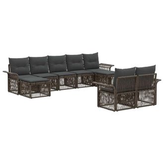 vidaXL Conjunto De Sof&aacute;s De Jard&iacute;n 9 Pcs Gris Rat&aacute;n Sint&eacute;tico Vidaxl
