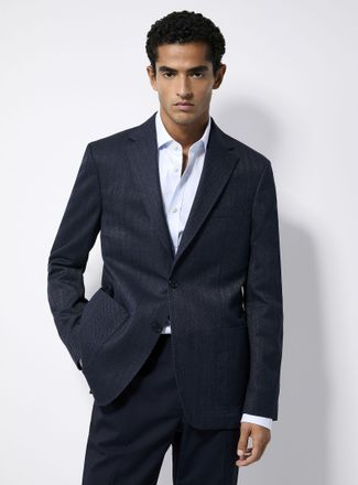 Calvin Klein Mens Comfortable dark-blue herringbone jacket Slim fit