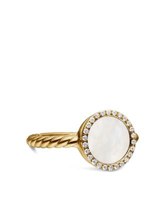 David Yurman Anello Petite DY Elements in oro giallo 18kt con madreperla e diamanti (11.3mm)