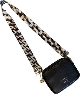 Alice Wheeler Camera Crossbody Soho Bag Double Zipped with 2 straps and bee attachment (Black)