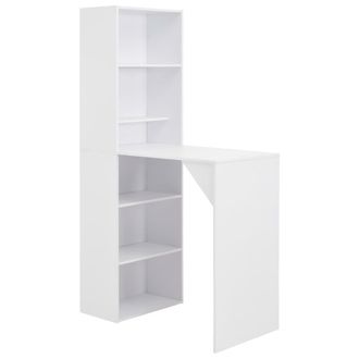 Berkfield Home Bar Table with Cabinet White 115x59x200 cm | Size: 115 x 59 x 200 cm