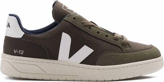 Veja Mens V-12 Vegan B-Mesh Shoe In Olive/white