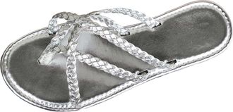 Generic Thong Sandals for Women Comfort Womens Beach Slippers Hollow Casual Slippers Flat Shoes Sandals (Silver, 6.5)