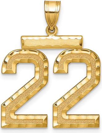 Diamond2Deal 14k Yellow Gold Large Brushed Diamond-cut Number Charm Pendant
